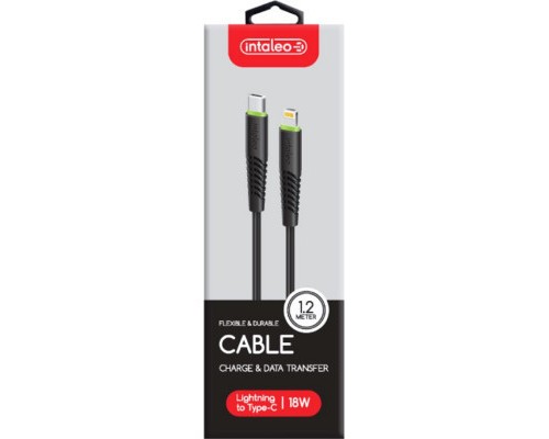 Дата кабель USB-C to Lightning 1.2m CBFLEXTL1 18W black Intaleo (1283126542459)