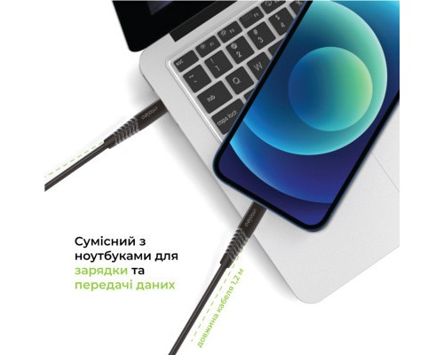 Дата кабель USB-C to Lightning 1.2m CBFLEXTL1 18W black Intaleo (1283126542459)