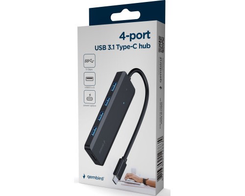 Концентратор Gembird 4 ports USB 3.1,USB-C, USB-C PD (UHB-CM-U3P4P-01)