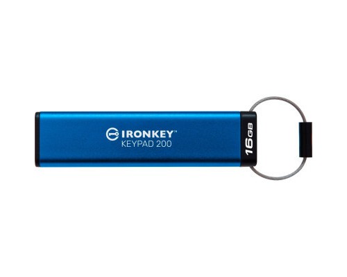 USB флеш накопичувач Kingston 16GB IronKey Keypad 200 Blue USB 3.2 (IKKP200/16GB)