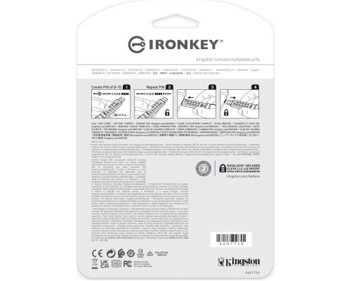 USB флеш накопичувач Kingston 16GB IronKey Keypad 200 Blue USB 3.2 (IKKP200/16GB)