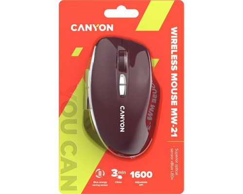 Мишка Canyon MW-21 Wireless Blue LED Burgundy (CNS-CMSW21BR)