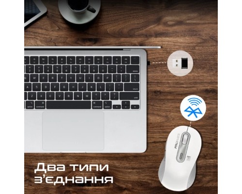 Мишка Promate Ken Wireless/Bluetooth White (ken.white)