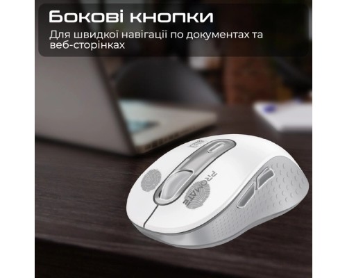 Мишка Promate Ken Wireless/Bluetooth White (ken.white)