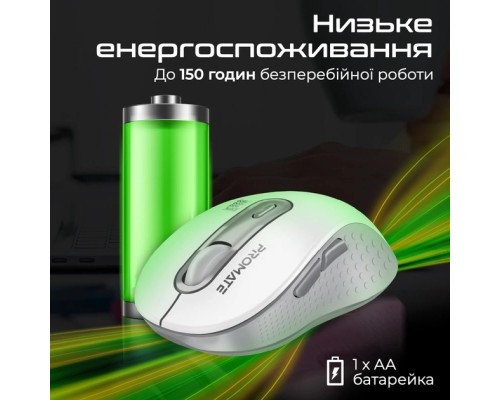 Мишка Promate Ken Wireless/Bluetooth White (ken.white)