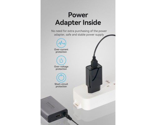 Адаптер HDMI via UTP up to 60m w/Power adapter(RX/TX) V1.4 1080p 60Hz 3D DD7.1 Vention (AKGH0-EU)