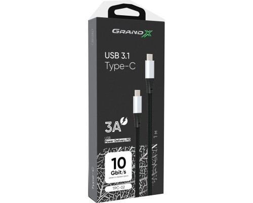 Дата кабель USB-C to USB-C 1.0m USB 3.1 Grand-X (TPC-02)
