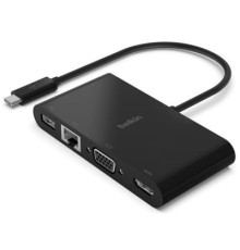 Перехідник Belkin USB-C to Ethernet, HDMI, VGA, USB-A, black (AVC005BTBK)
