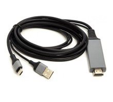 Кабель мультимедійний HDMI (M) to USB (AM) / Type-C (M) 1.0m PowerPlant (CA912025)
