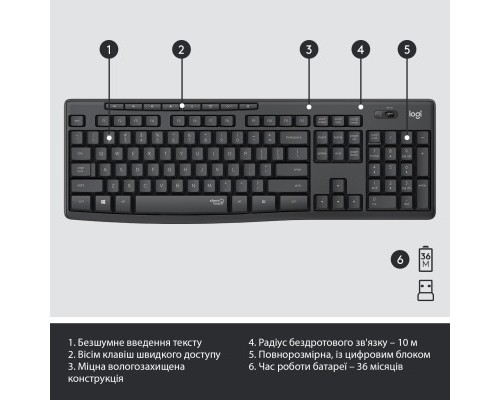 Комплект Logitech MK295 Silent UA Graphite (920-009800)