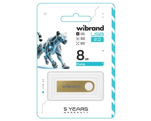 USB флеш накопичувач Wibrand 8GB Puma Gold USB 2.0 (WI2.0/PU8U1G)