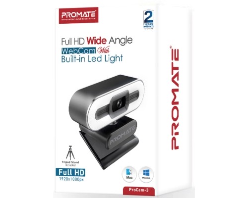 Веб-камера Promate ProCam-3 FullHD USB Black/Silver (procam-3.black)