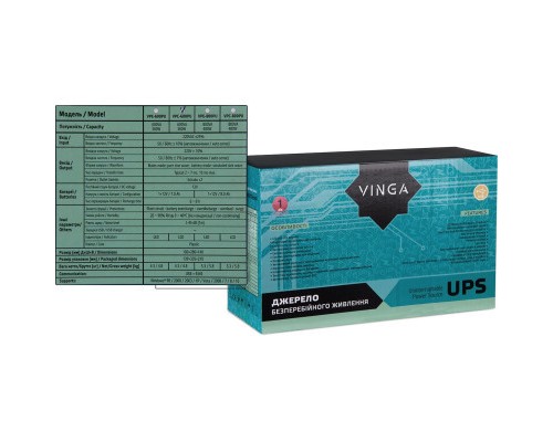 Пристрій безперебійного живлення Vinga LCD 600VA plastic case with USB (VPC-600PU)