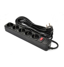 Мережевий фільтр живлення Patron 5.0 m, 3*1.5mm2 (SP-1655) 5 розеток BLACK (EXT-PN-SP-1655)