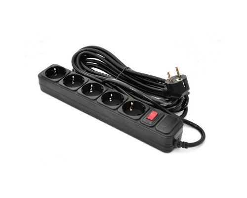 Мережевий фільтр живлення Patron 5.0 m, 3*1.5mm2 (SP-1655) 5 розеток BLACK (EXT-PN-SP-1655)