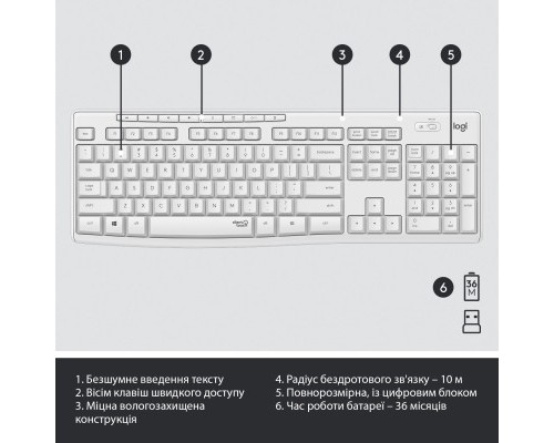 Комплект Logitech MK295 Silent UA Off-White (920-009824)