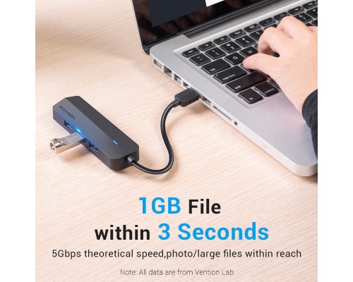 Концентратор Vention USB 3.0 to 3хUSB 3.0/RJ45 Gigabit black (CHNBB)
