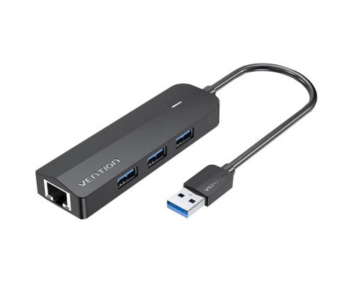 Концентратор Vention USB 3.0 to 3хUSB 3.0/RJ45 Gigabit black (CHNBB)