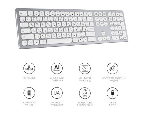 Клавіатура OfficePro SK1550 Wireless White (SK1550W)