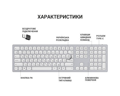 Клавіатура OfficePro SK1550 Wireless White (SK1550W)