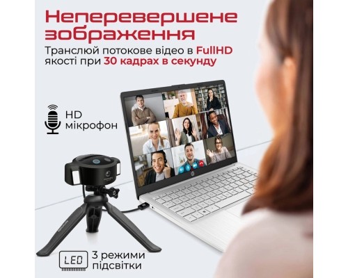 Веб-камера Promate Vision-HD з функцією гучного зв'язку Black (vision-hd.black)