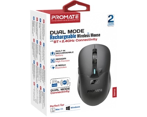 Мишка Promate Samo Wireless/Bluetooth Black (samo.black)