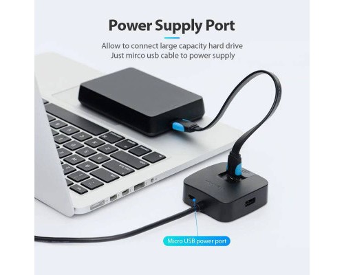 Концентратор Vention USB 3.0 to 4xUSB 3.0 + MicroUSB black (CHBBB)