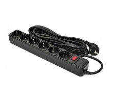 Мережевий фільтр живлення Patron 5.0 m, 3*1.5mm2 (SP-1655) 6 розеток BLACK (EXT-PN-SP-1665)