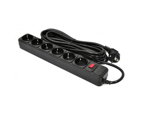 Мережевий фільтр живлення Patron 5.0 m, 3*1.5mm2 (SP-1655) 6 розеток BLACK (EXT-PN-SP-1665)
