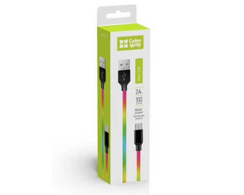 Дата кабель USB 2.0 AM to Micro 5P 1.0m multicolor ColorWay (CW-CBUM017-MC)