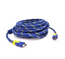 Кабель мультимедійний HDMI to HDMI 10.0m v1.4, OD-8.0mm Blue/Gold Merlion (YT-HDMI(M)/(M)NY/BL-10m)
