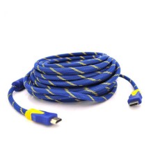 Кабель мультимедійний HDMI to HDMI 10.0m v1.4, OD-8.0mm Blue/Gold Merlion (YT-HDMI(M)/(M)NY/BL-10m)