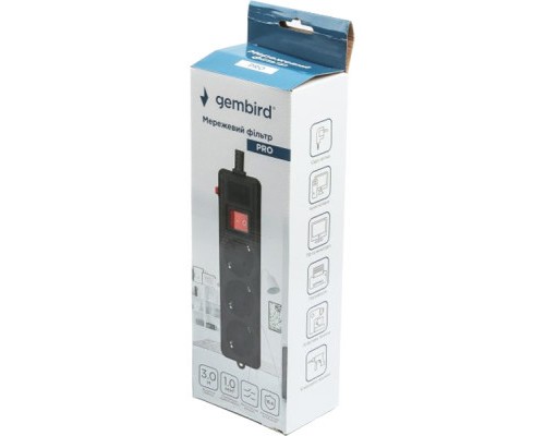 Мережевий фільтр живлення Gembird SPG3-G-10B-PRO