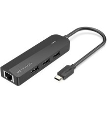 Концентратор Vention USB 3.1 Type-C to 3xUSB 2.0+MicroUSB+RJ45 100M Ethernet black (TGOBB)