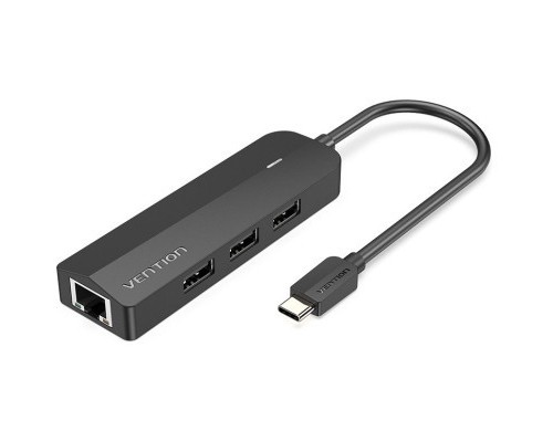 Концентратор Vention USB 3.1 Type-C to 3xUSB 2.0+MicroUSB+RJ45 100M Ethernet black (TGOBB)