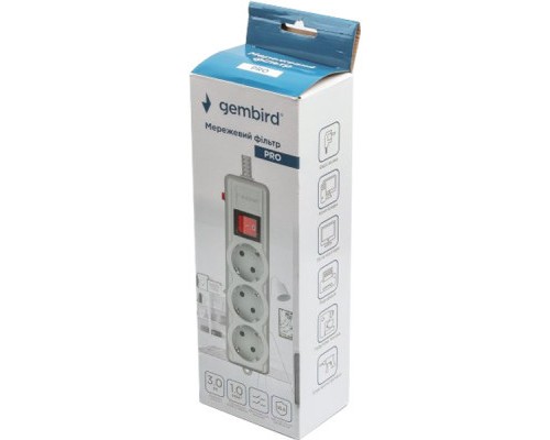 Мережевий фільтр живлення Gembird SPG3-G-10G-PRO
