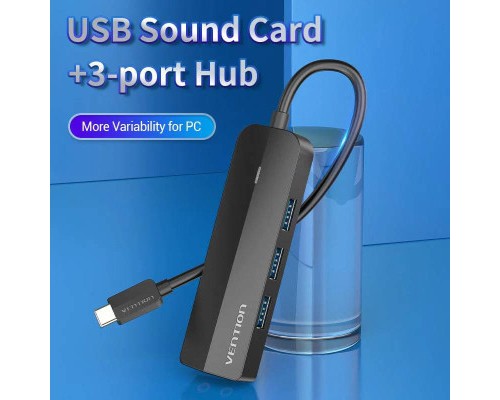 Концентратор Vention USB 3.1 Type-C to 3xUSB 3.0+MicroUSB+3.5mm Sound Adapter black (TGQBB)
