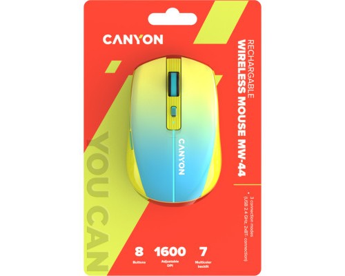 Мишка Canyon MW-44 LED Rechargeable Wireless/Bluetooth Yellow Blue (CNS-CMSW44UA)