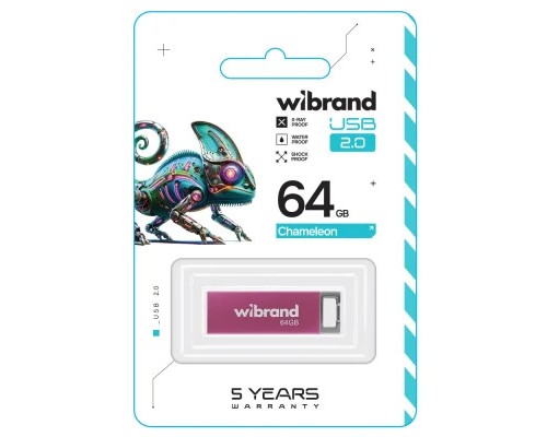 USB флеш накопичувач Wibrand 64GB Chameleon Pink USB 2.0 (WI2.0/CH64U6P)