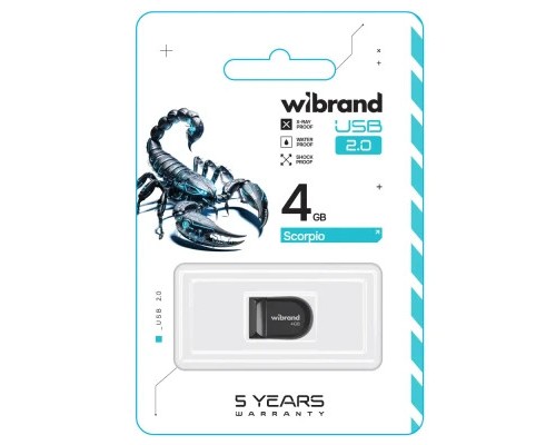 USB флеш накопичувач Wibrand 4GB Scorpio Black USB 2.0 (WI2.0/SC4M3B)