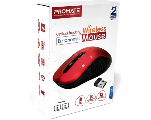 Мишка Promate Slider Wireless Red (slider.red)