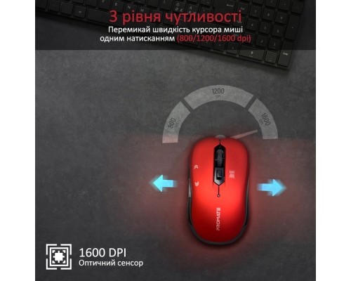 Мишка Promate Slider Wireless Red (slider.red)
