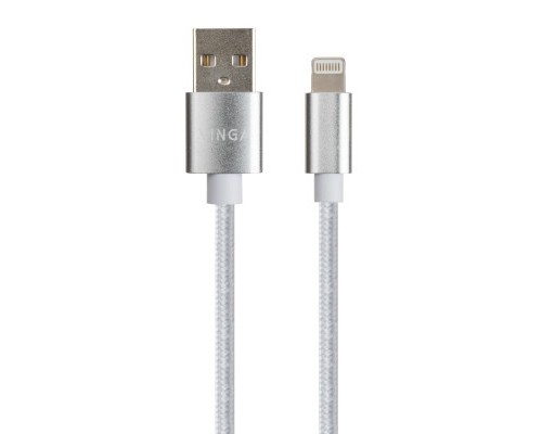 Дата кабель USB 2.0 AM to Lightning 1m nylon silver Vinga (VCPDCLNB1S)