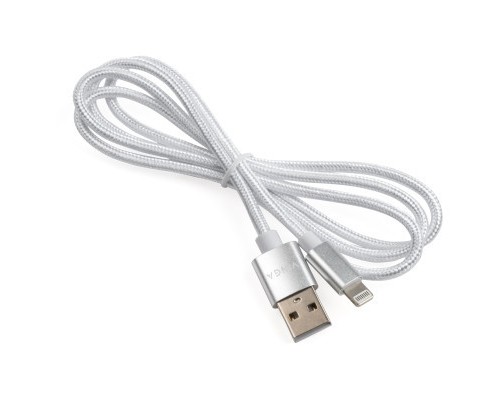 Дата кабель USB 2.0 AM to Lightning 1m nylon silver Vinga (VCPDCLNB1S)