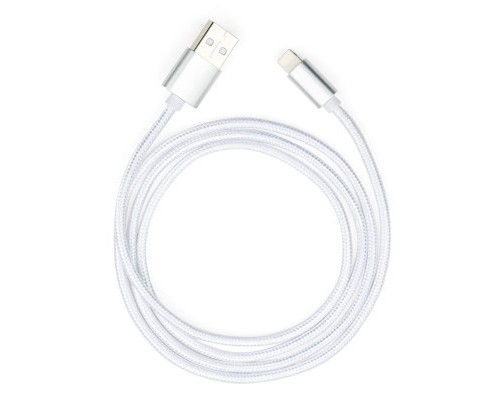 Дата кабель USB 2.0 AM to Lightning 1m nylon silver Vinga (VCPDCLNB1S)