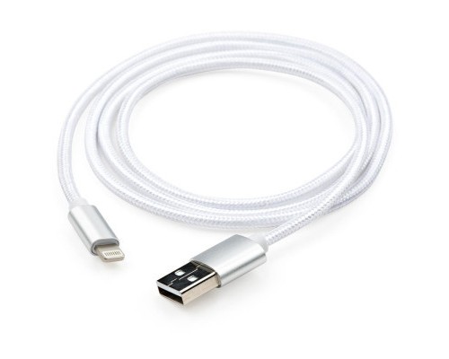 Дата кабель USB 2.0 AM to Lightning 1m nylon silver Vinga (VCPDCLNB1S)