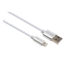 Дата кабель USB 2.0 AM to Lightning 1m nylon silver Vinga (VCPDCLNB1S)