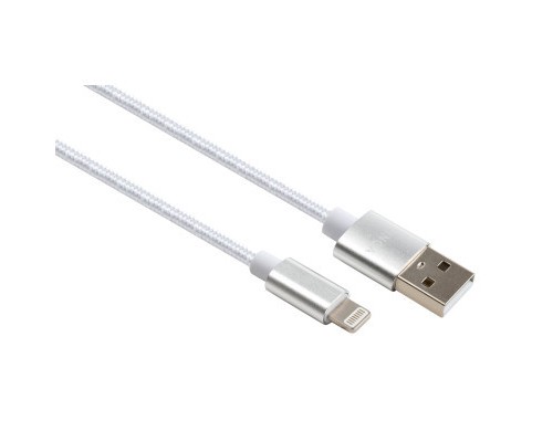 Дата кабель USB 2.0 AM to Lightning 1m nylon silver Vinga (VCPDCLNB1S)