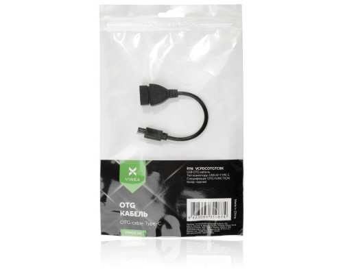 Дата кабель OTG USB 2.0 AF to Type-C Vinga (VCPDCOTGTCBK)