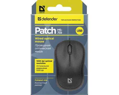 Мишка Defender Patch MS-759 Black (52759)